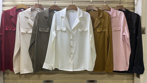 Collar Down Satin Formal Shirts